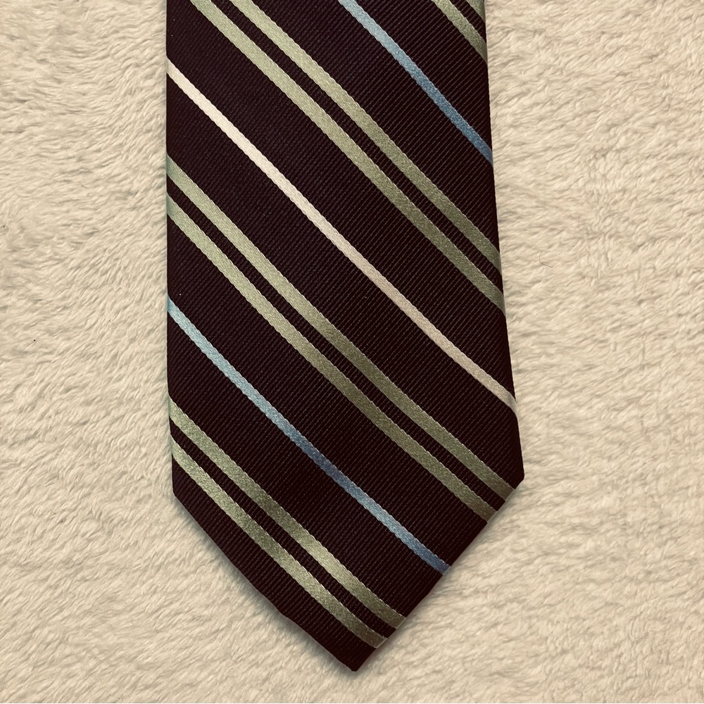 Chaps Ralph Lauren Repp Tie Navy Green Light Blue White 100% Silk Neck‎ Tie